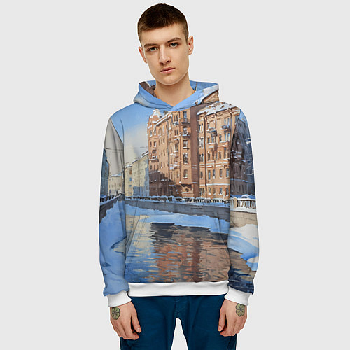 Мужская толстовка Зимний Санкт-Петербург / 3D-Белый – фото 3