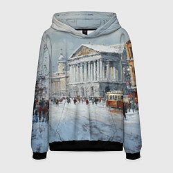 Толстовка-худи мужская Зимний Питер красками, цвет: 3D-черный