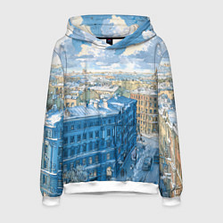 Толстовка-худи мужская Зимний утренний Питер, цвет: 3D-белый