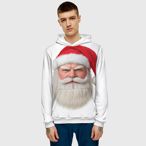 Мужская толстовка Лицо санты / 3D-Белый – фото 3