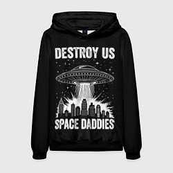 Толстовка-худи мужская Нападение нло, цвет: 3D-черный