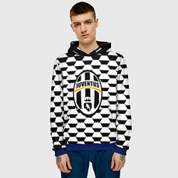 Толстовка-худи мужская Juventus геометрия черно белая, цвет: 3D-синий — фото 2