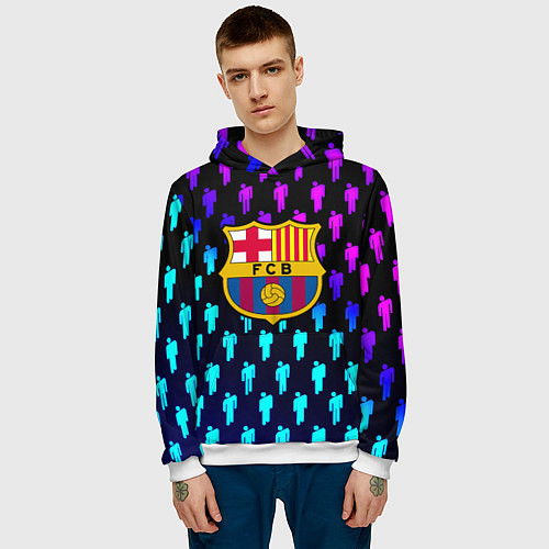 Мужская толстовка Barcelona люди градиент неон / 3D-Белый – фото 3