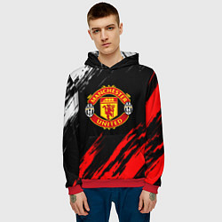 Толстовка-худи мужская Манчестер Юнайтед x Ювентус краски, цвет: 3D-красный — фото 2