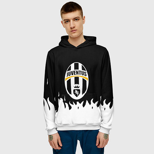 Мужская толстовка Ювентус белый огонь текстура / 3D-Белый – фото 3
