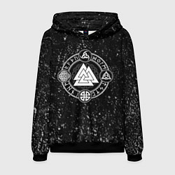 Толстовка-худи мужская Валькнут и символы в круге, цвет: 3D-черный