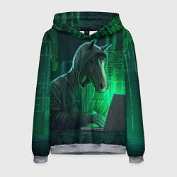 Толстовка-худи мужская Конь хакер, цвет: 3D-меланж