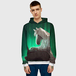 Толстовка-худи мужская Хакер лошадь, цвет: 3D-белый — фото 2