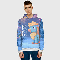 Толстовка-худи мужская Милая лошадка 2026, цвет: 3D-белый — фото 2