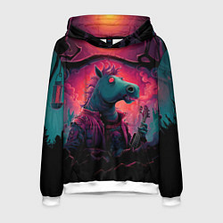 Толстовка-худи мужская Лошадь рок стиль, цвет: 3D-белый