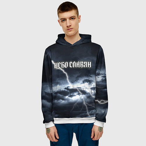 Мужская толстовка Небо - славян / 3D-Белый – фото 3