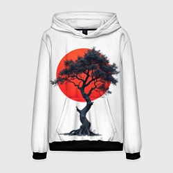 Толстовка-худи мужская Японское дерево и солнце, цвет: 3D-черный