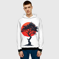 Толстовка-худи мужская Японское дерево и солнце, цвет: 3D-черный — фото 2