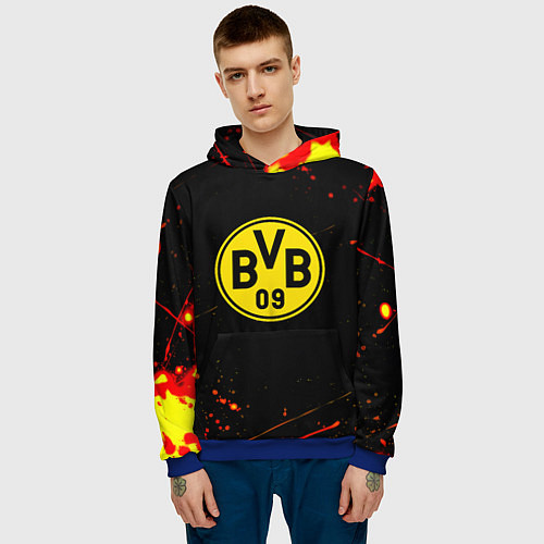 Мужская толстовка Боруссиа огненные краски текстура / 3D-Синий – фото 3