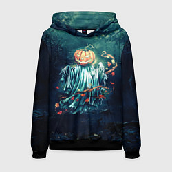 Толстовка-худи мужская Тыква призрак, цвет: 3D-черный