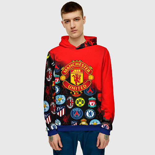 Мужская толстовка Манчестер Юнайтед логотипы команд / 3D-Синий – фото 3