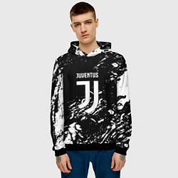 Толстовка-худи мужская Juventus белые штрихи красок, цвет: 3D-черный — фото 2