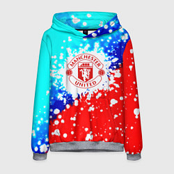 Толстовка-худи мужская Манчестер Юнайтед неон, цвет: 3D-меланж