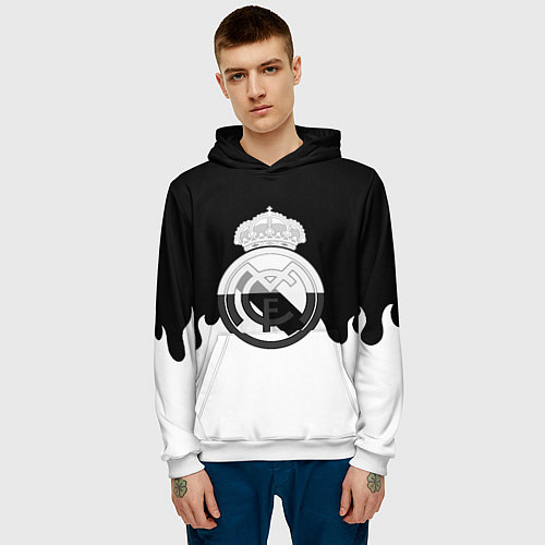 Мужская толстовка Реал Мадрид огонь белый / 3D-Белый – фото 3