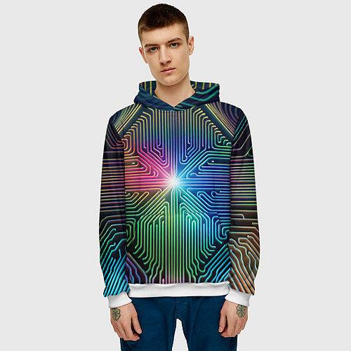 Мужская толстовка Линейная графика / 3D-Белый – фото 3