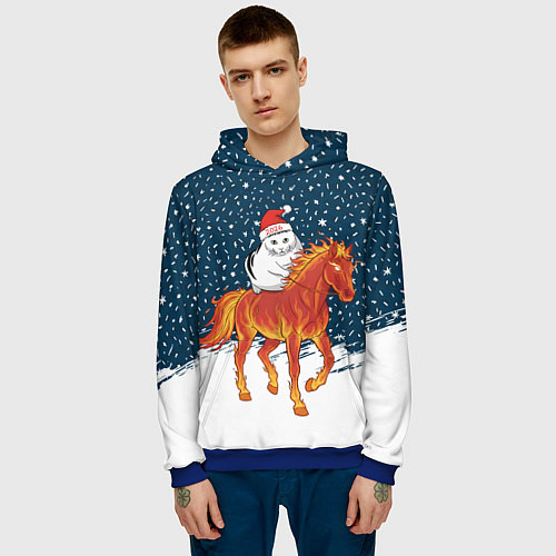 Мужская толстовка Кот Бендер и огненный конь - 2026 / 3D-Синий – фото 3