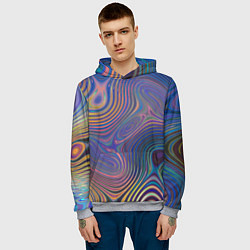 Толстовка-худи мужская Абстрактная рябь, цвет: 3D-меланж — фото 2