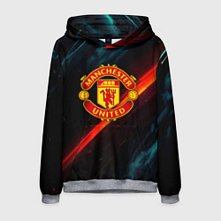 Толстовка-худи мужская Манчестер Юнайтед абстракция, цвет: 3D-меланж