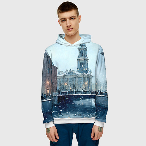 Мужская толстовка Зимний Питер / 3D-Белый – фото 3