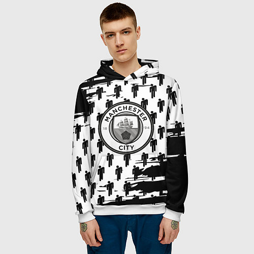 Мужская толстовка Манчестер сити краски люди / 3D-Белый – фото 3