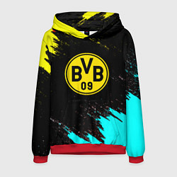 Толстовка-худи мужская Borussia краски штрихи, цвет: 3D-красный