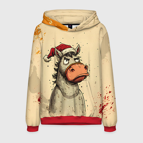 Мужская толстовка Задумчивая лошадь / 3D-Красный – фото 1