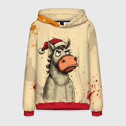 Толстовка-худи мужская Задумчивая лошадь, цвет: 3D-красный