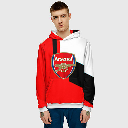 Мужская толстовка Арсенал геометрия спорт / 3D-Белый – фото 3