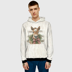 Толстовка-худи мужская Жеребёнок и новый год, цвет: 3D-черный — фото 2