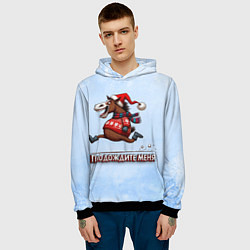 Толстовка-худи мужская Новогодний забег, цвет: 3D-черный — фото 2