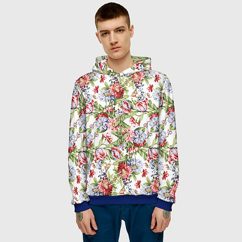 Мужская толстовка Цветы / 3D-Синий – фото 3