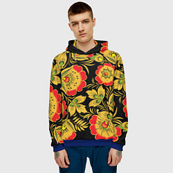 Толстовка-худи мужская Хохлома, цвет: 3D-синий — фото 2