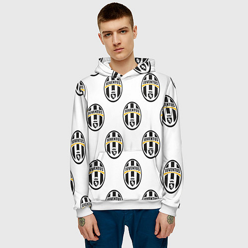 Мужская толстовка Juventus Pattern / 3D-Белый – фото 3