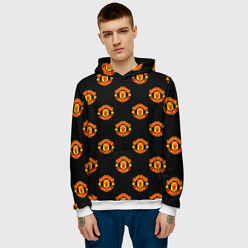 Мужская толстовка Manchester United Pattern / 3D-Белый – фото 3