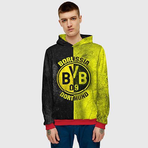 Мужская толстовка Borussia Dortmund / 3D-Красный – фото 3