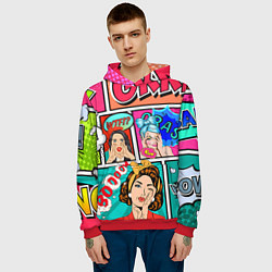 Толстовка-худи мужская POP ART, цвет: 3D-красный — фото 2