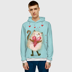 Толстовка-худи мужская Котик, цвет: 3D-белый — фото 2