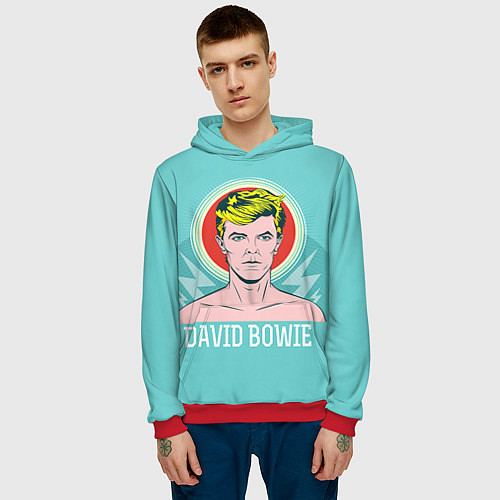 Мужская толстовка David Bowie: pop-art / 3D-Красный – фото 3