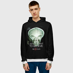 Толстовка-худи мужская X-files: Alien skull, цвет: 3D-белый — фото 2