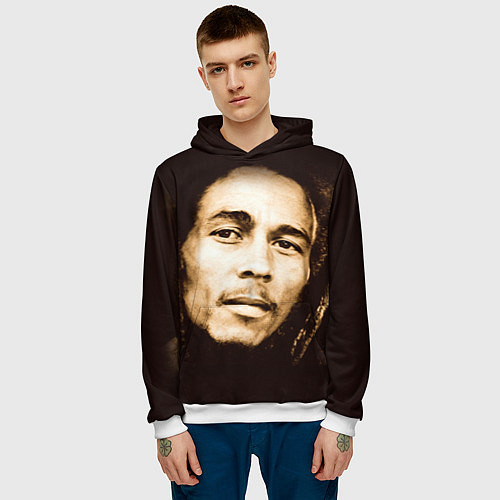 Мужская толстовка Взгляд Боба Марли / 3D-Белый – фото 3