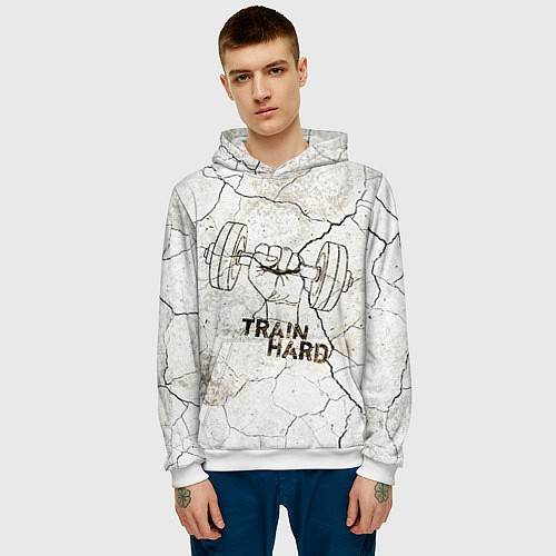 Мужская толстовка Train hard / 3D-Белый – фото 3