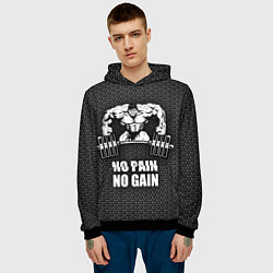 Толстовка-худи мужская No pain, no gain, цвет: 3D-черный — фото 2