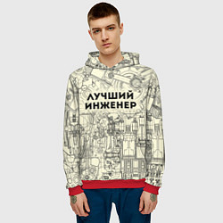 Толстовка-худи мужская Лучший инженер, цвет: 3D-красный — фото 2