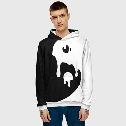 Мужская толстовка Инь Янь / 3D-Белый – фото 3