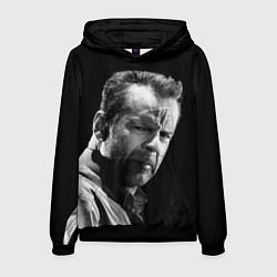 Толстовка-худи мужская Брюс Уиллис со шрамом, цвет: 3D-черный